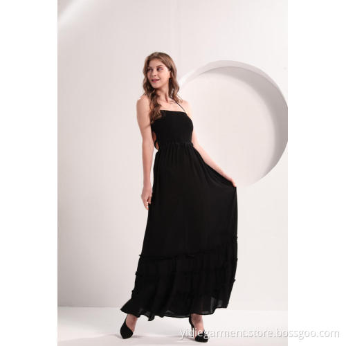 Women's Black Beach Casual Maxi Dress